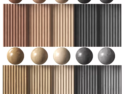 Various Colored Wall Paneling With Wooden Texture And Vertical Stripes For Home Decor 3d model