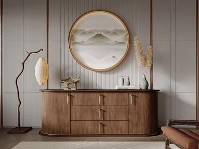 New Chinese Style Entrance Cabinet Side Cabinet Decorative Cabinet 3d model