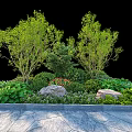 Lush Green Shrubs With Mixed Plants Rocks And Stone Pathway In Garden Landscaping