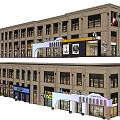 Modern Commercial Street Architectural Design With Retail Shops And Storefronts