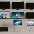 Various Wall Mounted And Stand Monitors Displaying Different Screen Contents 3d model