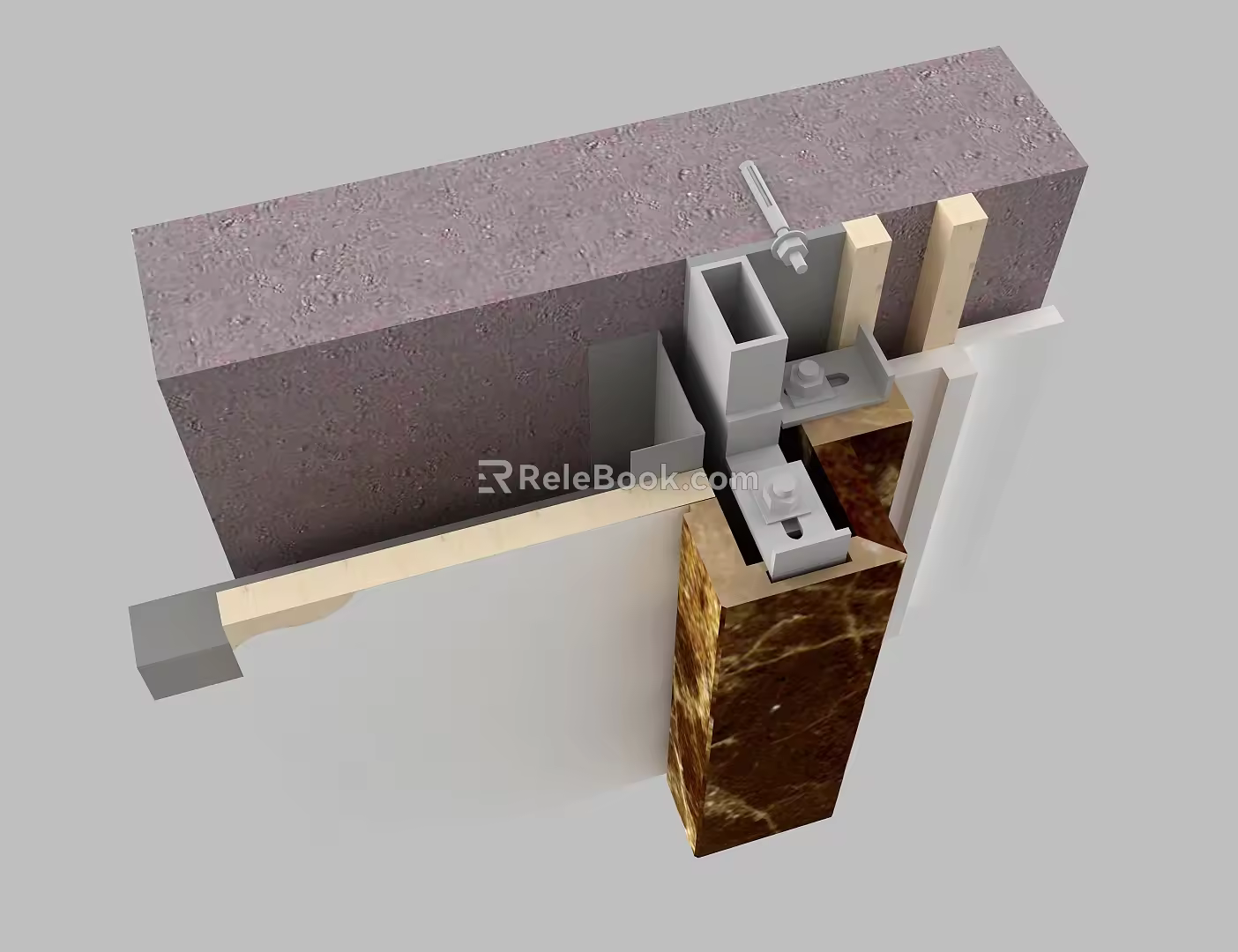 Modern node wall stone process node 3d model