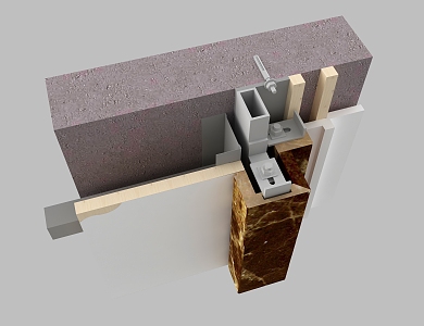 Modern node wall stone process node 3d model