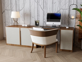 Jane European office desk and chair combination 3d model