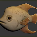 Cartoon Style Yellow Fish With Spots Orange Fins And Big Eyes Design