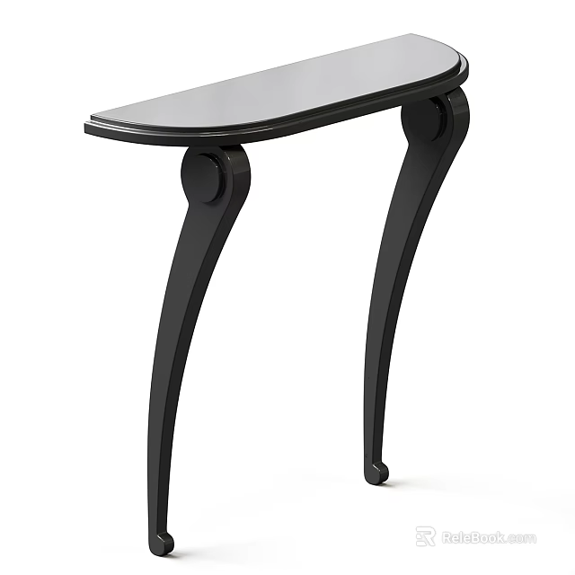Elegant Black Dining Table With Curved Legs And Modern Design Style 3d model 