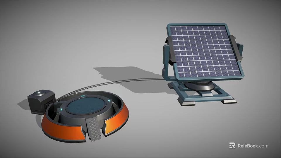 Practical Solar Powered Daily Use Appliance With Circular Device And Solar Panel Base 3d model 