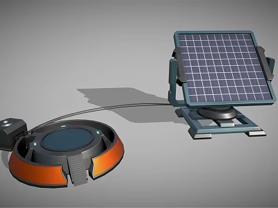 Practical Solar Powered Daily Use Appliance With Circular Device And Solar Panel Base 3d model