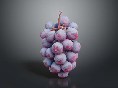 Fresh Juicy Purple Grapes with Water Drops on Dark Background 3d model