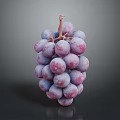 Fresh Juicy Purple Grapes with Water Drops on Dark Background