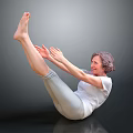 Smiling Gray Haired Woman Doing Exercise Lying On Back Lifting Legs And Stretching Hands