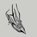 Modern Abstract Silver Metallic Sculpture With Sleek Curved Artistic Structure 3d model