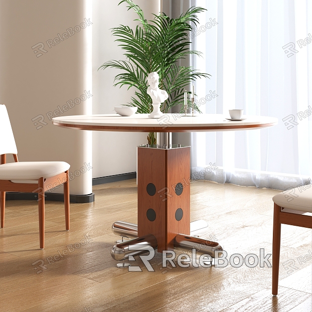 Cream wind dining table and chair combination model