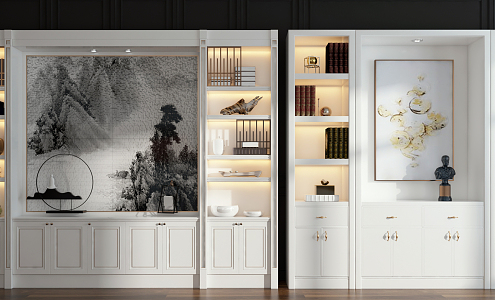 Modern bookcase decorative cabinet decoration combination 3d model