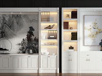 Modern bookcase decorative cabinet decoration combination 3d model