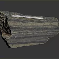 Rough Natural Stone Block With Wood Like Texture And Colorful Stripes