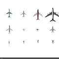 Passenger Planes With Various Models And Colors On Dark Background