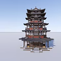 Ancient Architecture Han and Tang Style Chinese Palace Chinese Architecture Heavy Eaves 3d model