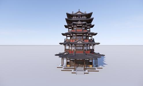 Ancient Architecture Han and Tang Style Chinese Palace Chinese Architecture Heavy Eaves 3d model