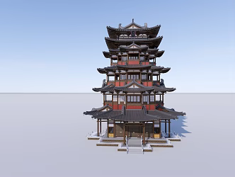 Ancient Architecture Han and Tang Style Chinese Palace Chinese Architecture Heavy Eaves 3d model
