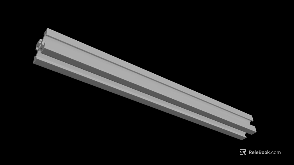 Silver Long Polished Metal Strip With Parallel Grooves For Industrial Applications 3d model 