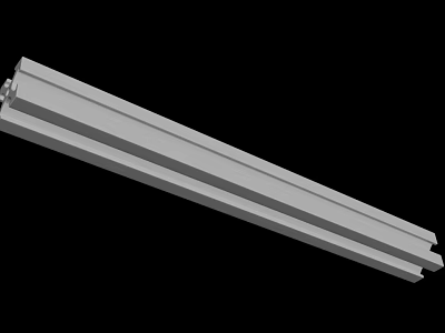 Silver Long Polished Metal Strip With Parallel Grooves For Industrial Applications 3d model
