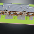 Terraced Building With Gray Roof Stone Brick Walls And Multiple Entrance Steps