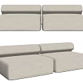 Modern Beige Fabric Two-Seater Sofa With Curved Backrest And Simple Design 3d model