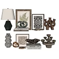Stylish Decorative Ornament Set With Table Lamp Framed Art Sculptures Vase And Candle Holder