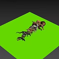 Various Animal Figurines on Green Surface with Mountain and Blue Sky Background