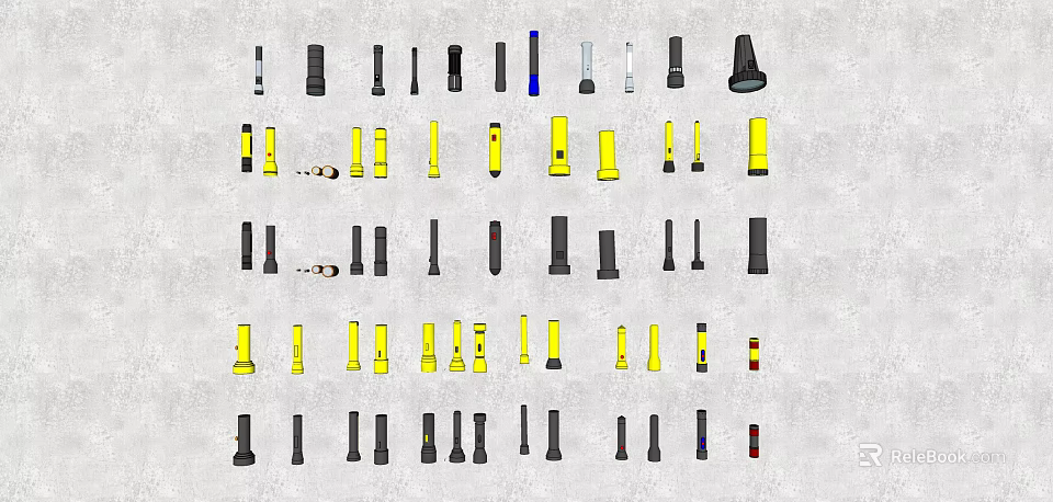 Various Types Of Electrical Connectors In Black And Yellow Colors 3d model 