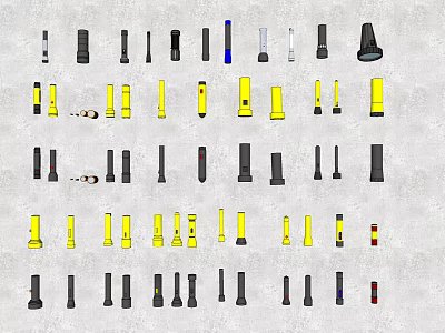 Various Types Of Electrical Connectors In Black And Yellow Colors 3d model