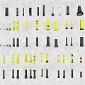 Various Types Of Electrical Connectors In Black And Yellow Colors