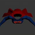 Superhero Superman Costume With Blue Body Red Cape And Yellow Emblem Design