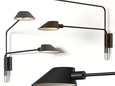 Modern Adjustable Arm Wall Lamps With Black Shade And Metal Finish For Indoor Decor 3d model
