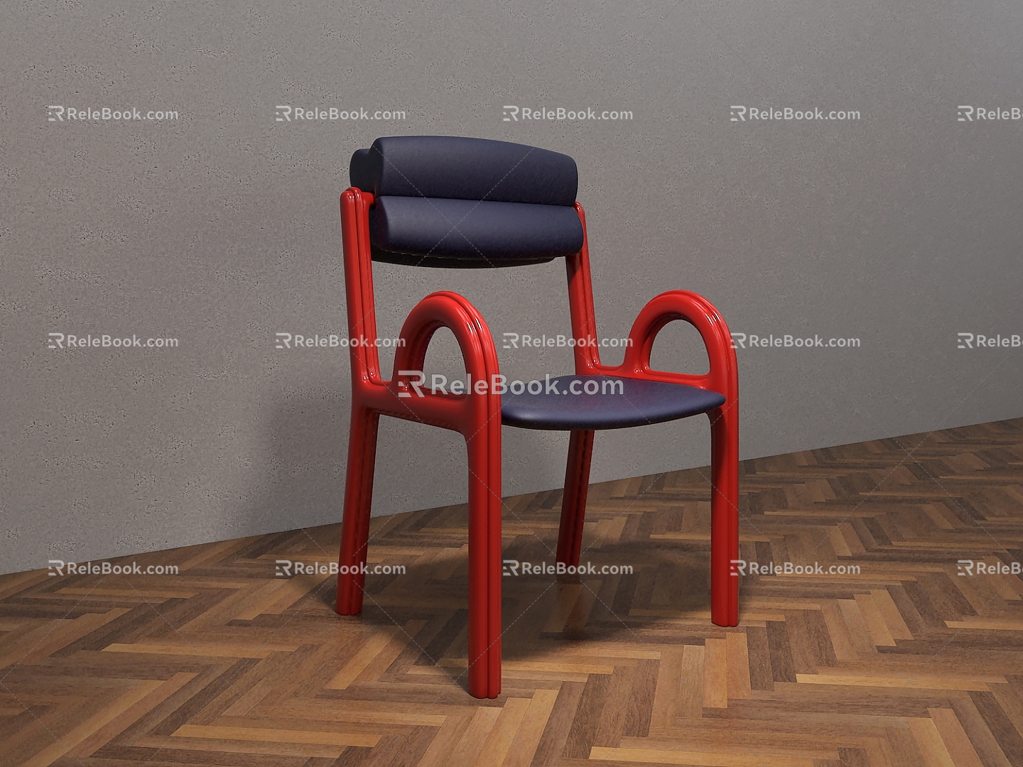 Dining Chair Backrest Chair Casual Seat Stool Rest Chair Stool Leather Contrast Color 3d model