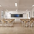 Classroom School Teaching Desk and Chair Combination Primary and Secondary School Classroom Desk Platform Smart Classroom 3d model