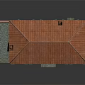 Residential Building With Red Exterior Green Shutters Red Roof Tiles Green Door And Staircase
