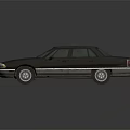 Vintage Black Sedan With Classic Design Front Grille And Headlights