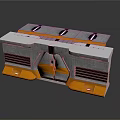 Futuristic Modular Tech Structure With Metal Panels Yellow Supports And Sliding Doors