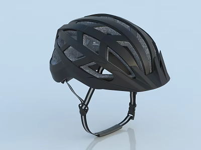 Black Aerodynamic Cycling Helmet With Ventilated Design And Adjustable Strap 3d model