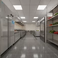 Commercial Kitchen Interior Design With Stainless Steel Worktables Cabinets Ventilation Hoods And Vegetable Racks