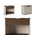 Modern Bedside Table With Wooden Top Beige Panel Drawer And Open Shelf 3d model