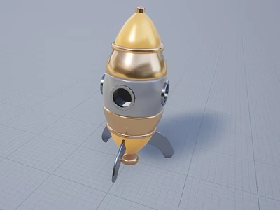 Smart Machine Rocket Shaped Design With Gold And Silver Exterior Dome Top Base Stands 3d model