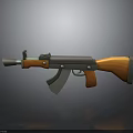 Classic Assault Rifle with Wooden Stock Grip and Metal Barrel Receiver in Modern 3D Render