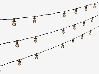 Vintage Decorative String Lights With Black Wires And Multiple Bulbs For Home Decoration 3d model