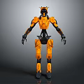 Orange Humanoid Robot With Mechanical Structure And Black Accent Details 3d model