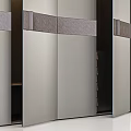 Modern Wardrobe Design With Mirrored Doors Gray Finish And Decorative Strips