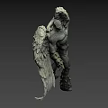 Detailed Game Movie Character Statue Featuring Muscular Build And Spread Wings
