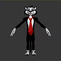 Black And White Cartoon Cat Character Wearing Red Tie And Suit In Standing Pose
